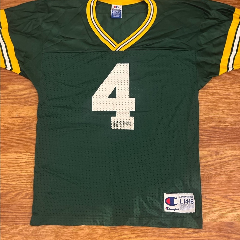 Vintage Boys Brett Favre Green Bay Packers Jersey Kids Size Large